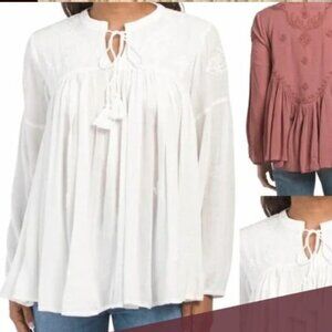 NEW Rachel Zoe White Flowy Boho Festival Top 105